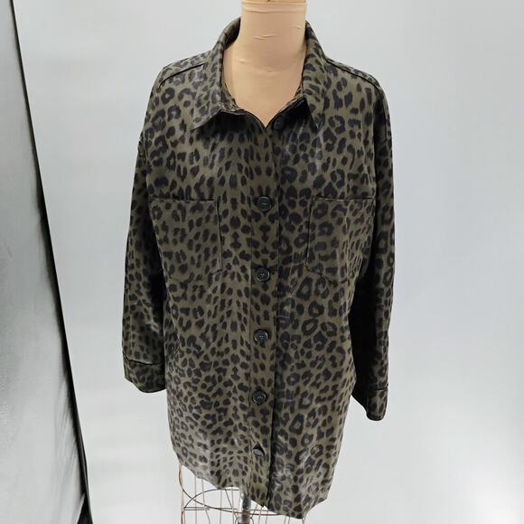 Zara Animal Print Overshirt, Size M lapel collar long cuffed Sleeves shacket - Picture 3 of 14